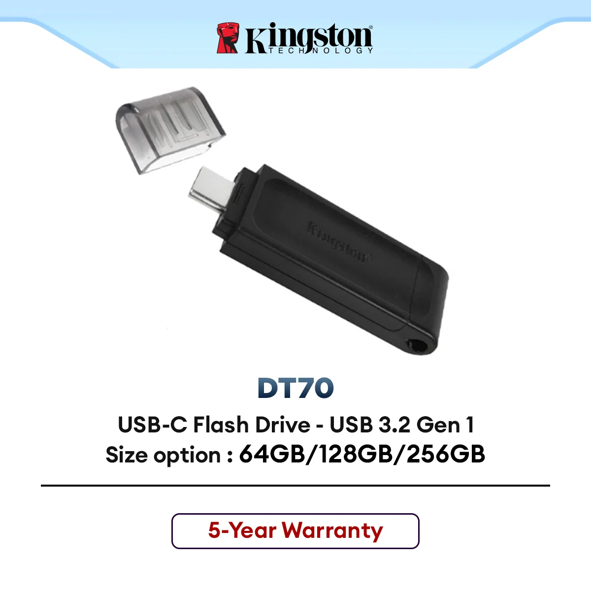 Kingston Pendrive Data Traveler 70 USB-C 3.2 Gen 1 Flash Drive Type-C OTG  (64GB/128GB/256GB)