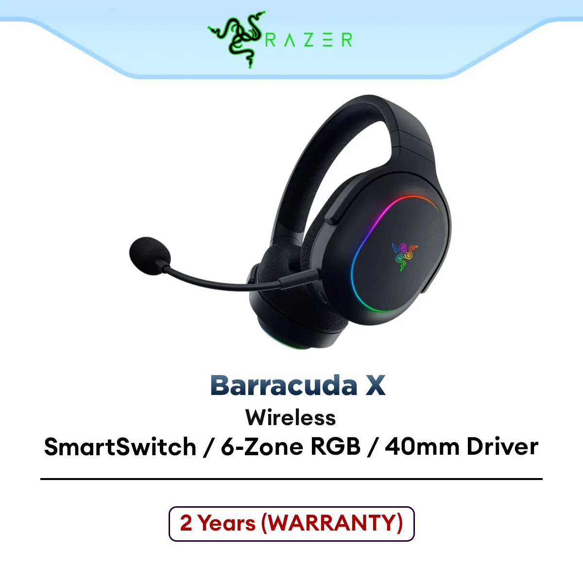 Razer Barracuda X Chroma Wireless Multi-Platform Gaming Headset with Razer™ SmartSwitch Dual, 6-Zone Earcup Lighting