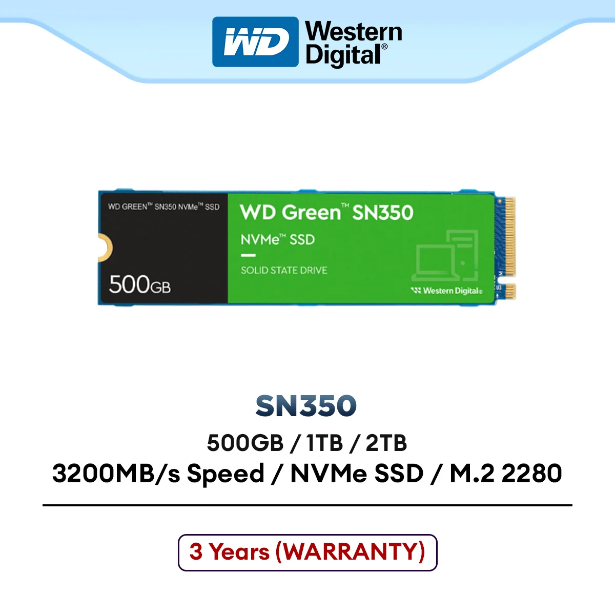 Western Digital WD Green SN350 (500GB/1TB/2TB) NVMe PCIe SSD Solid State Drives M.2 2280