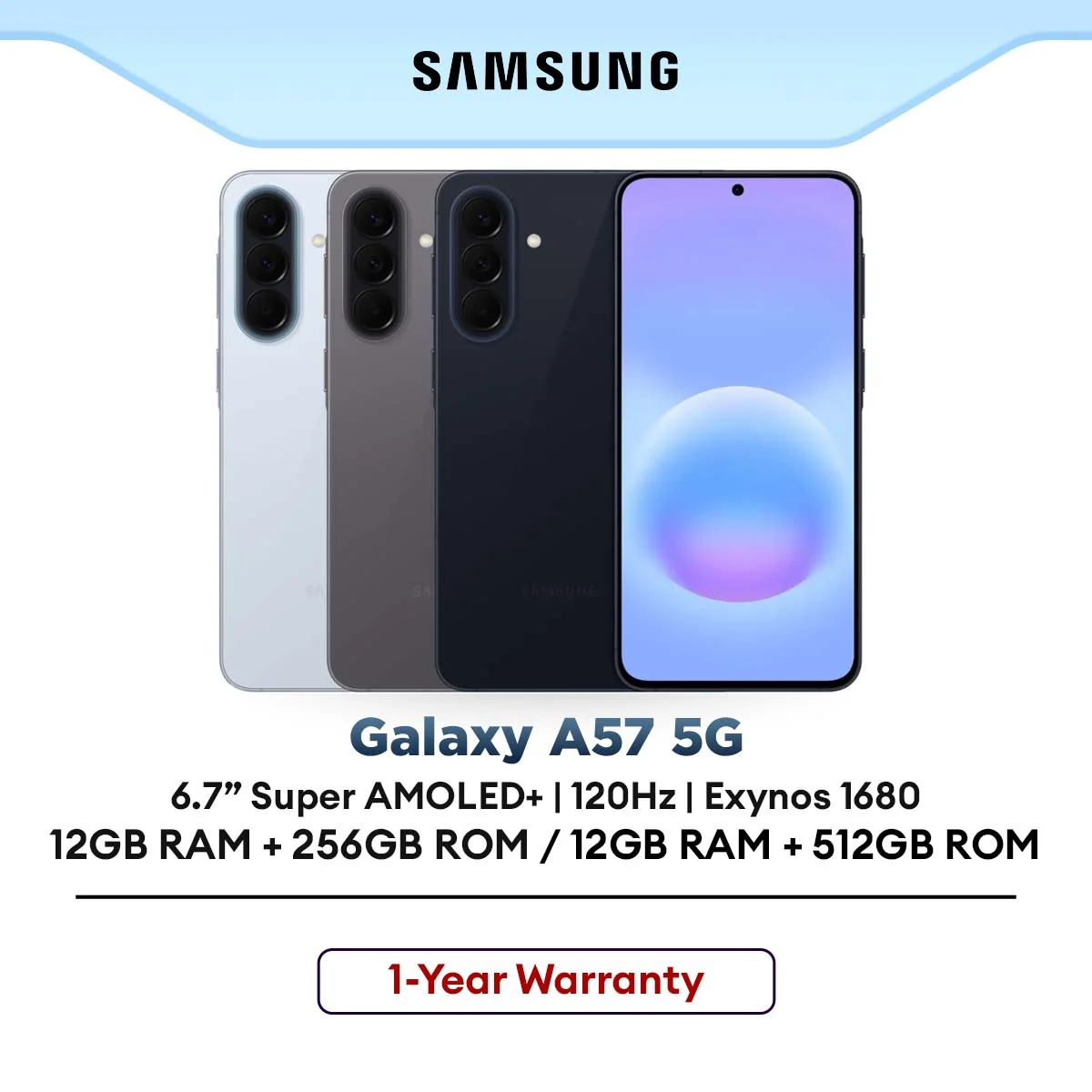 Samsung Galaxy A57 5G Smartphone 6.7" Super AMOLED+ 120Hz 50MP 5000mAh (12GB RAM + 256GB ROM / 12GB RAM + 512GB ROM)