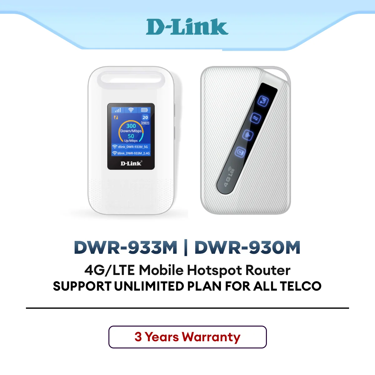 D-Link DWR-933M / DWR-930M 4G LTE Mobile WiFi Hotspot Portable Router Pocket MiFi Travel Wireless Internet SIM Support