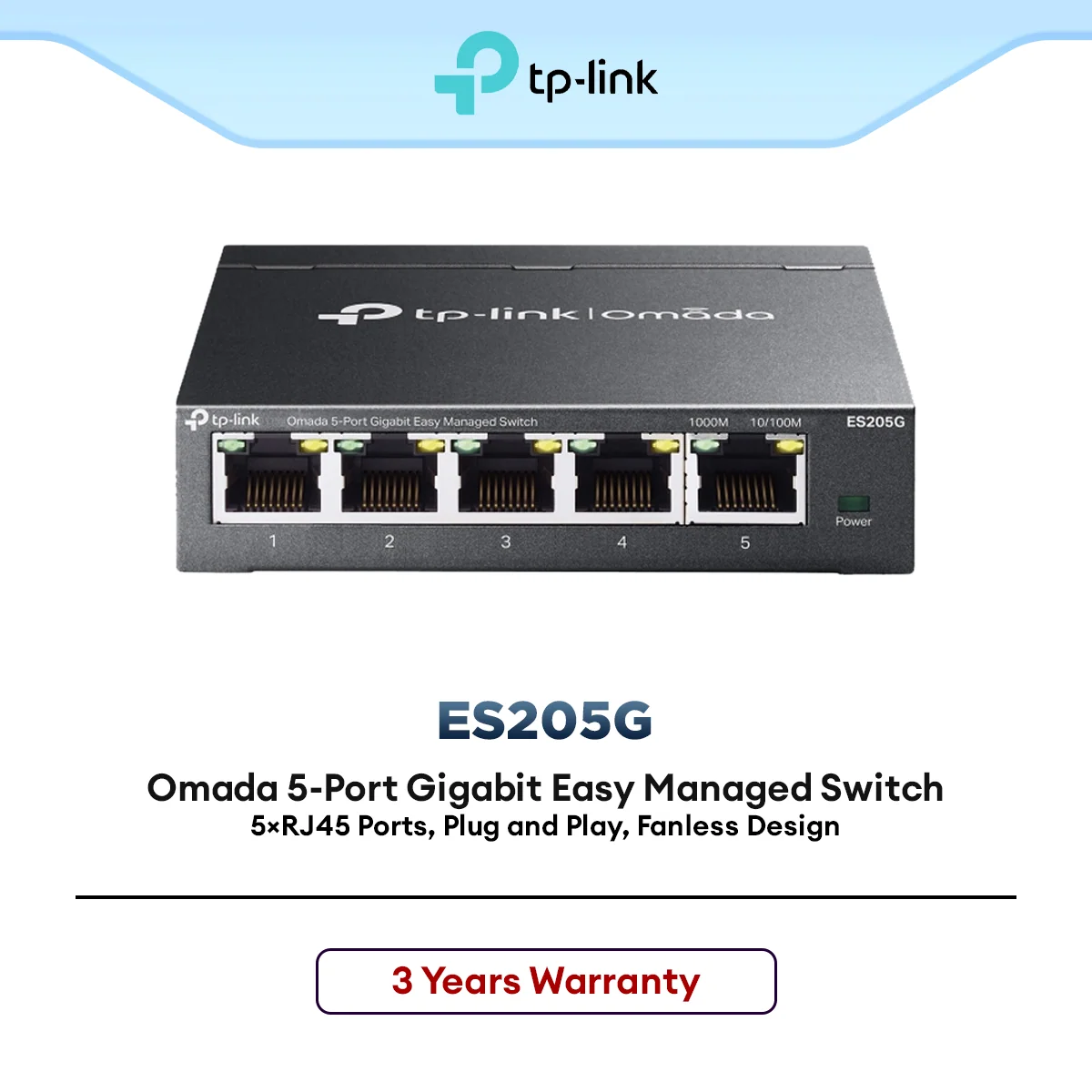 TP-Link Omada ES205G 5-Port Gigabit Easy Managed Switch Smart LAN Network Ethernet Plug & Play VLAN QoS
