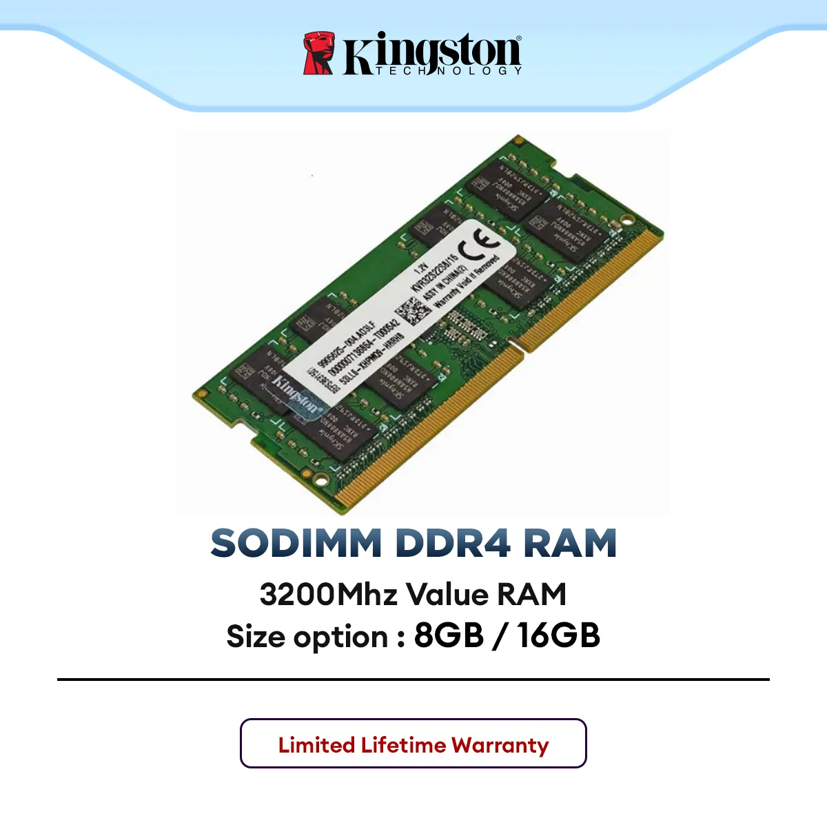 Kingston SODIMM Notebook (Laptop) DDR4 3200Mhz Value RAM (8GB / 16GB)