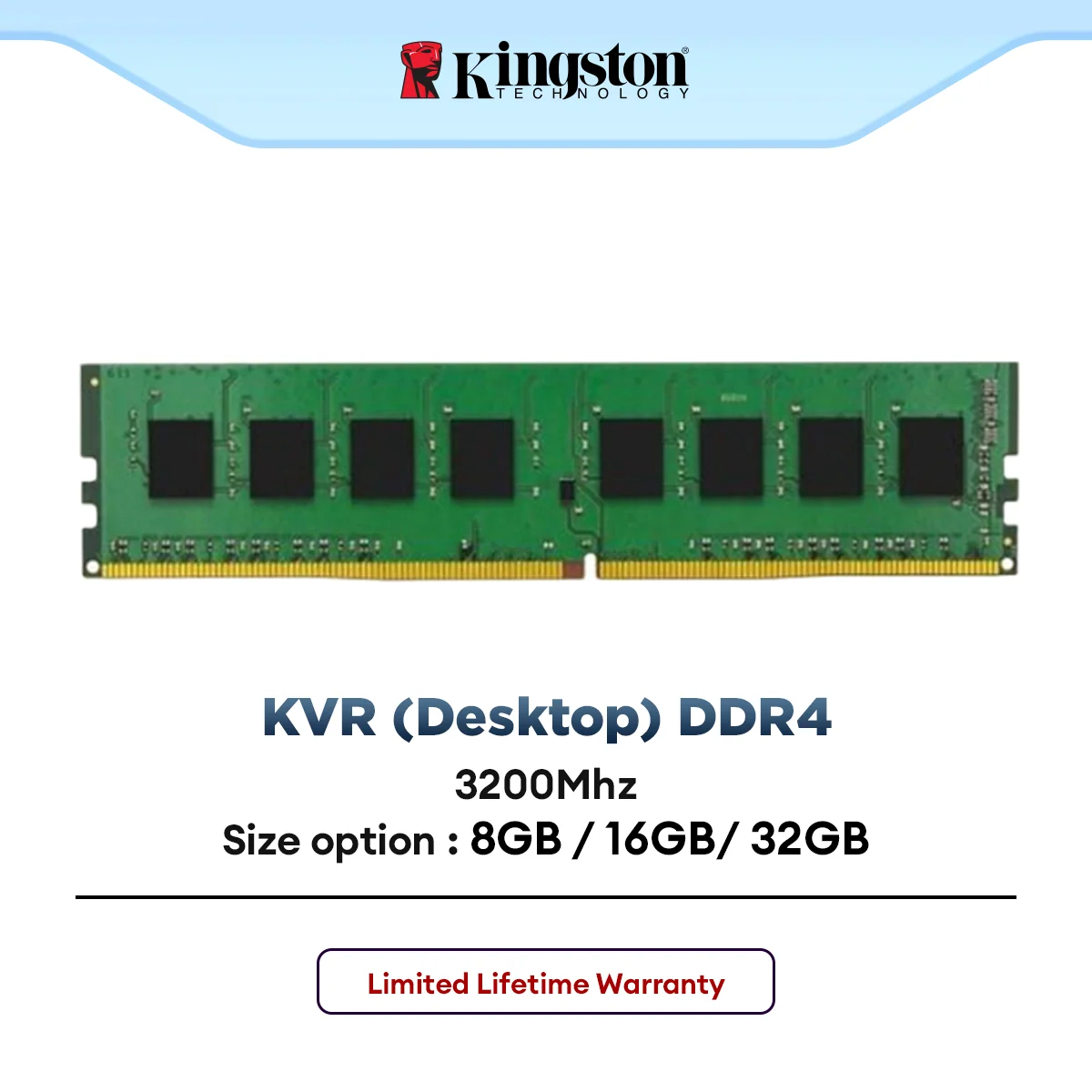 Kingston KVR Desktop (PC) DDR4 3200Mhz Value RAM (8GB / 16GB / 32GB)