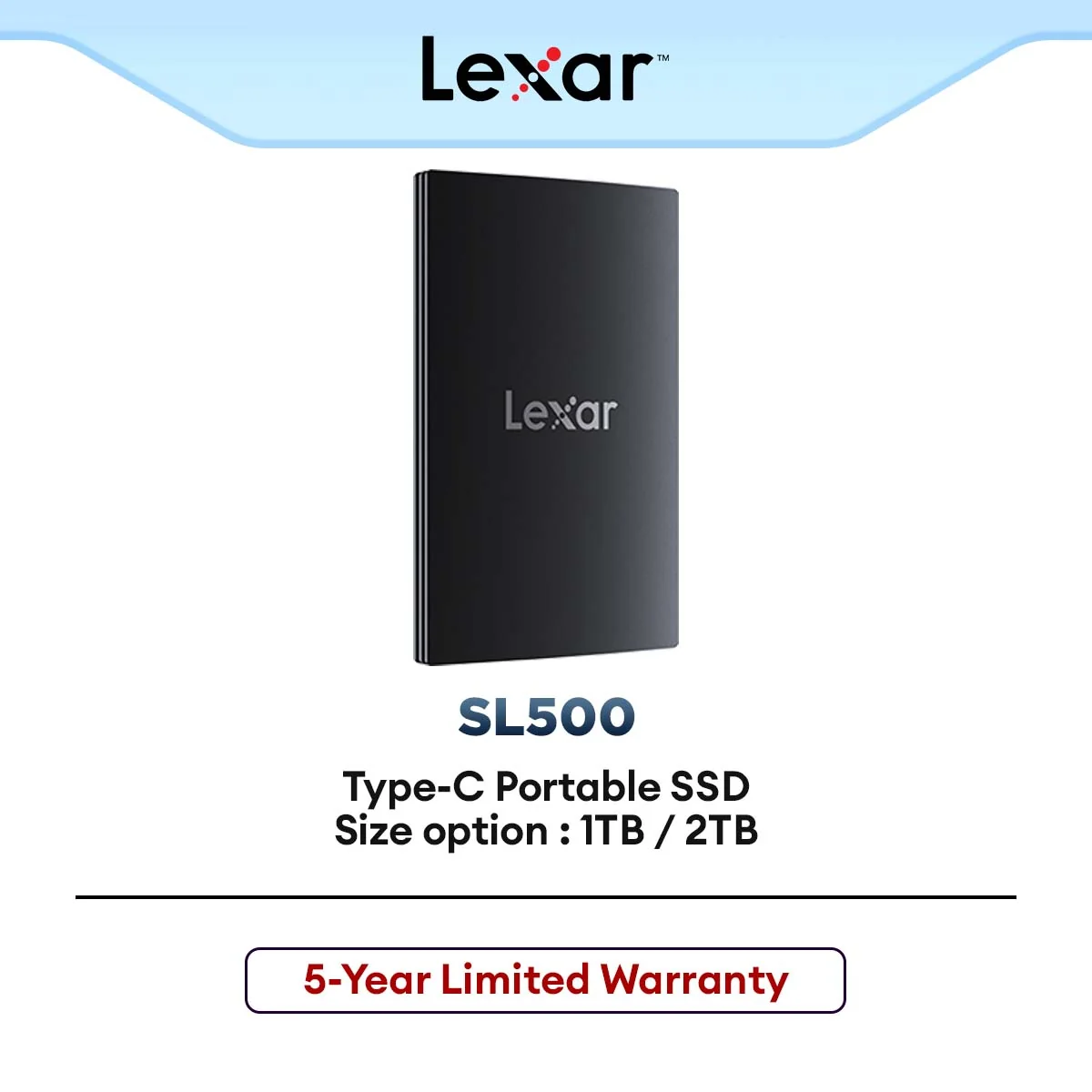 Lexar SL500 Type-C Portable SSD 2000MB/s USB 3.2 Gen 2x2 for Mobile & Computers (1TB / 2TB)