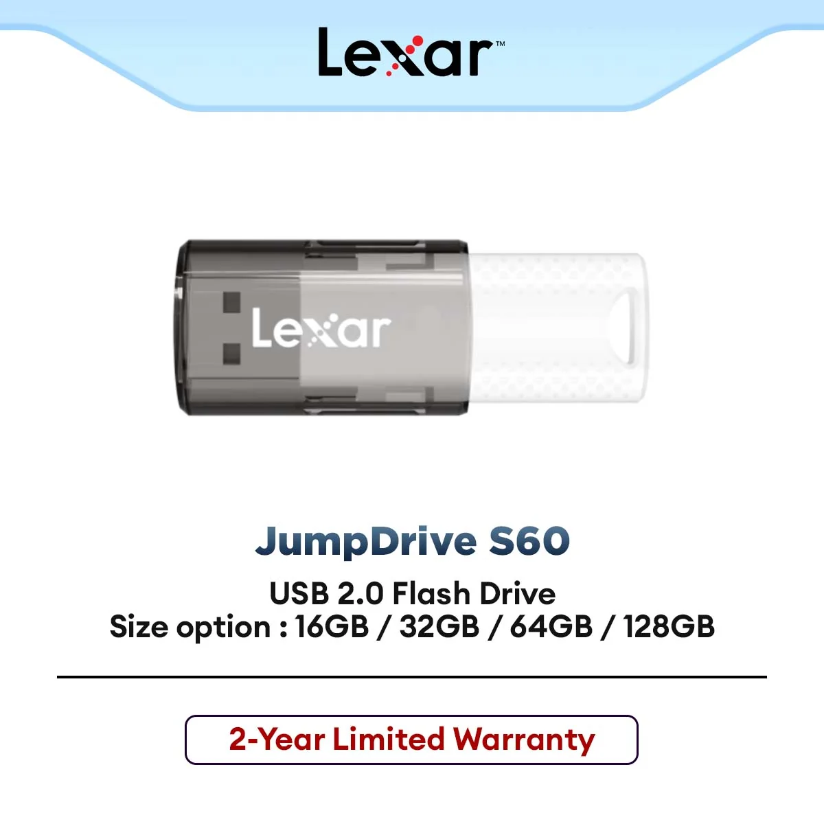 Lexar JumpDrive S60 USB Flash Drive USB 2.0 for Mobile & Computers (16GB / 32GB / 64GB / 128GB)