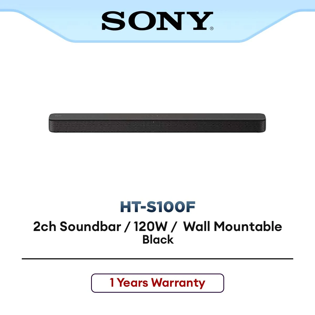 Sony HT-S100F 2ch Single Soundbar with Bluetooth® technology