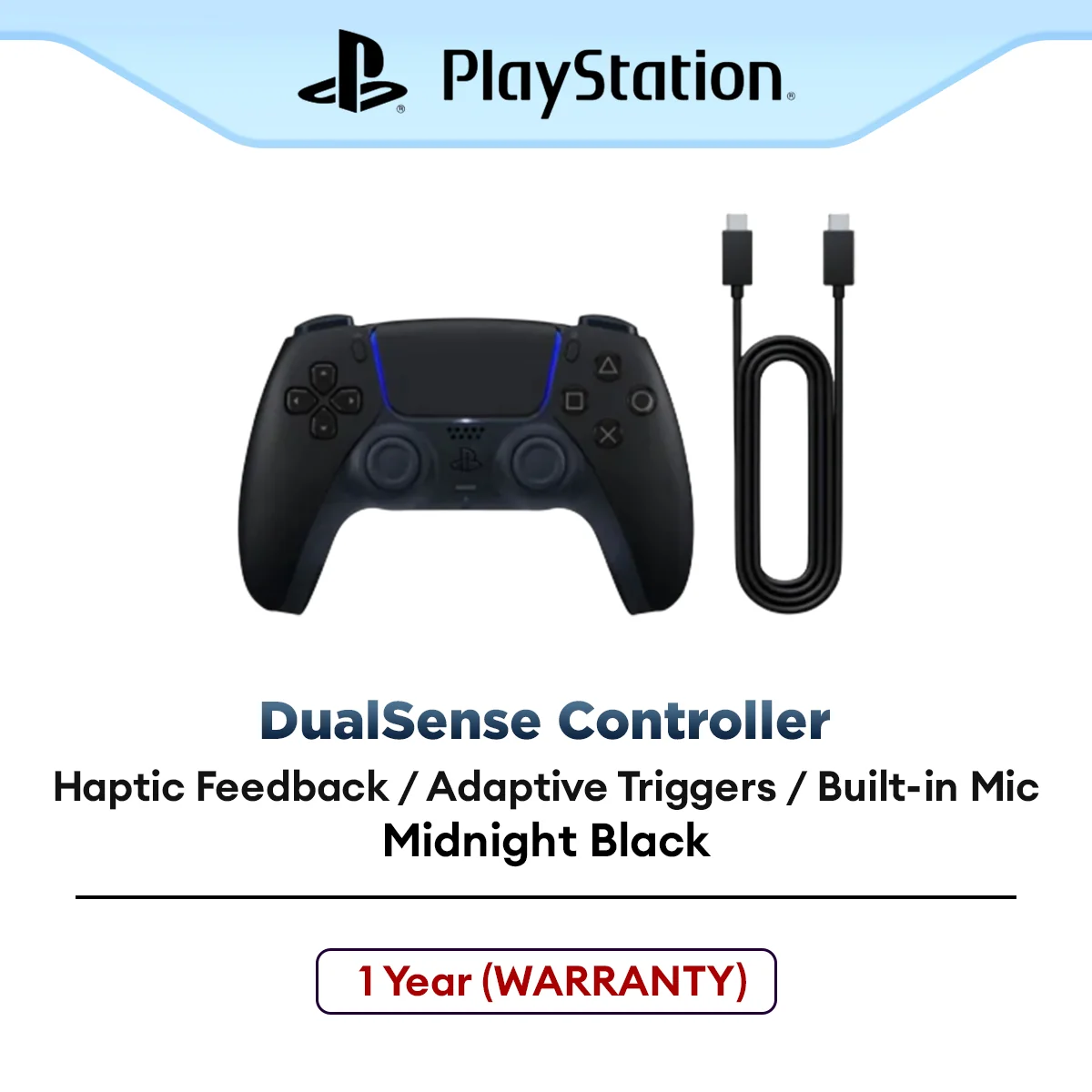 Sony PS5 WL DualSense Controller + USB Cable for PC (ASIA-00500) - Midnight Black