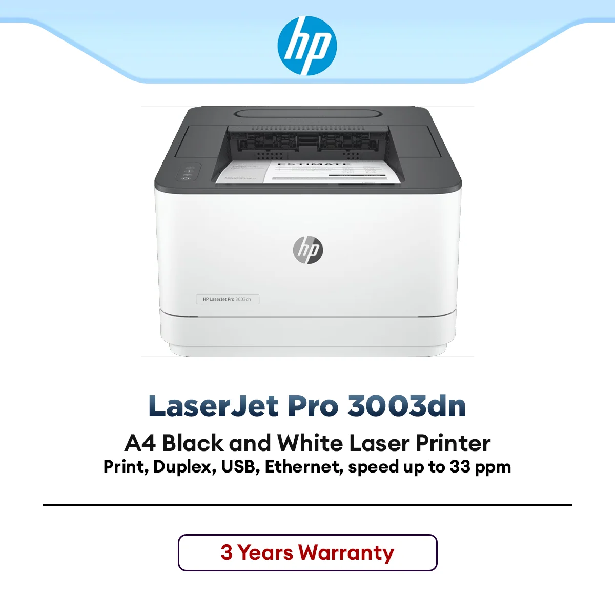 HP LaserJet Pro 3003dn Mono Laser Printer Auto Duplex LAN Network Office High Speed A4 Print