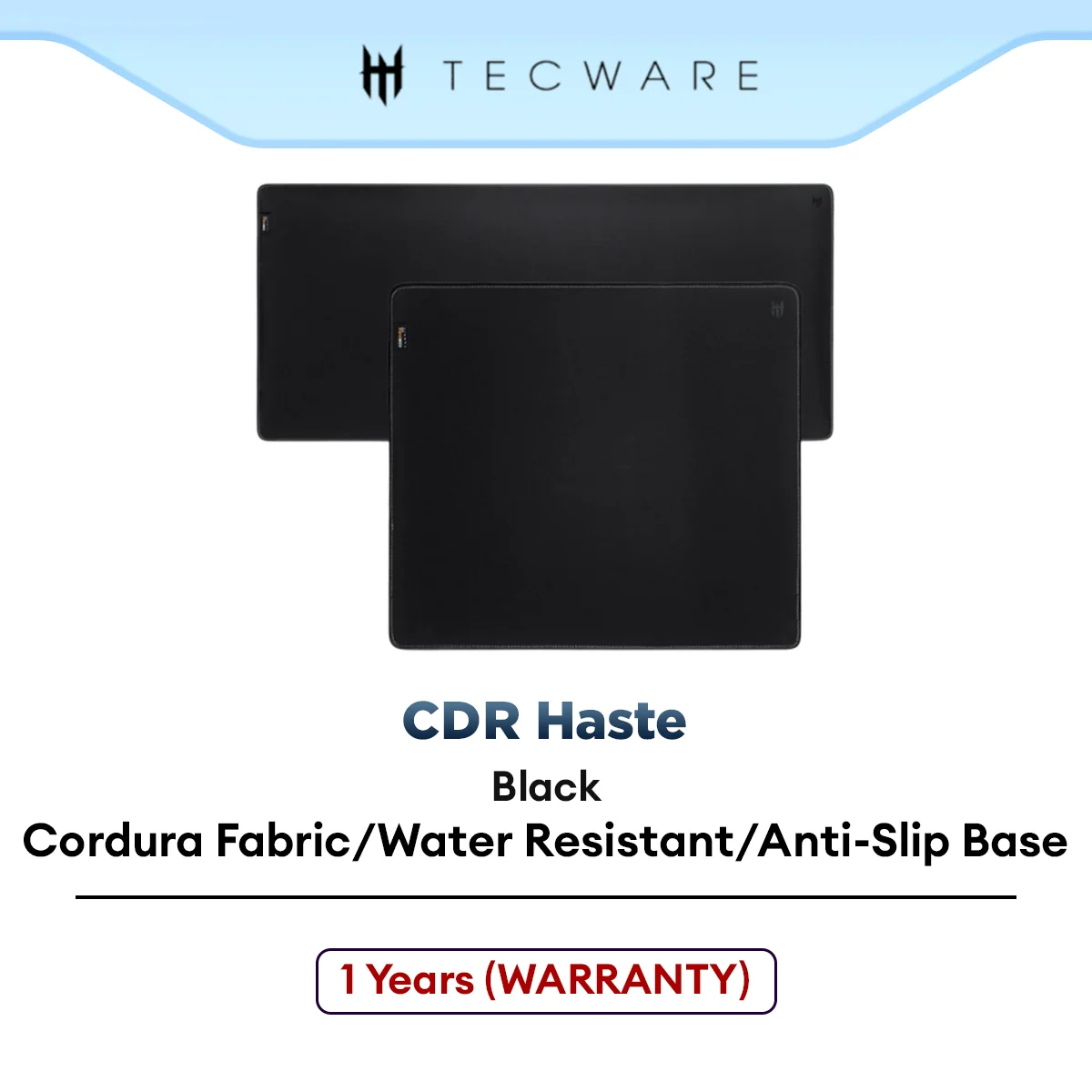 TECWARE Haste Cordura Fabric Gaming Mousepad with Water Resistant, Anti-Fray Edge Stitching, Anti-Slip Rubber Base