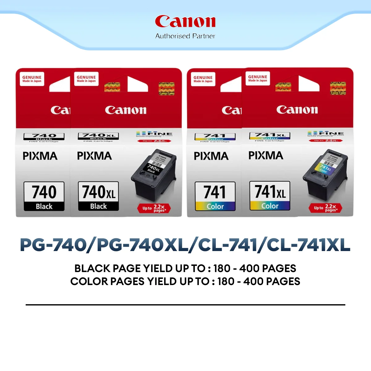 Canon PG-740/PG-740XL (Black) | CL-741/CL-741XL (Color) Ink Cartridge Genuine FINE Ink for PIXMA Printer