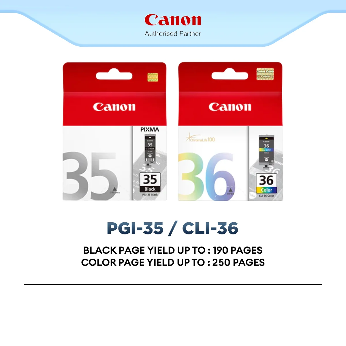 Canon PGI-35 Black / CLI-36 Color Original Ink Cartridge for Canon PIXMA Printer High Yield Ink