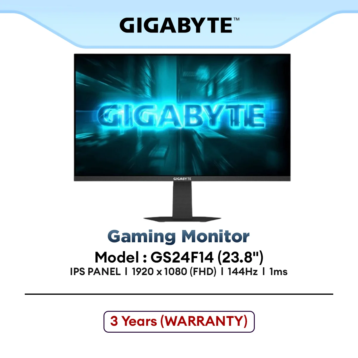 GIGABYTE GS24F14 23.8" FHD IPS 144Hz Gaming Monitor | 1ms | AMD Free Sync