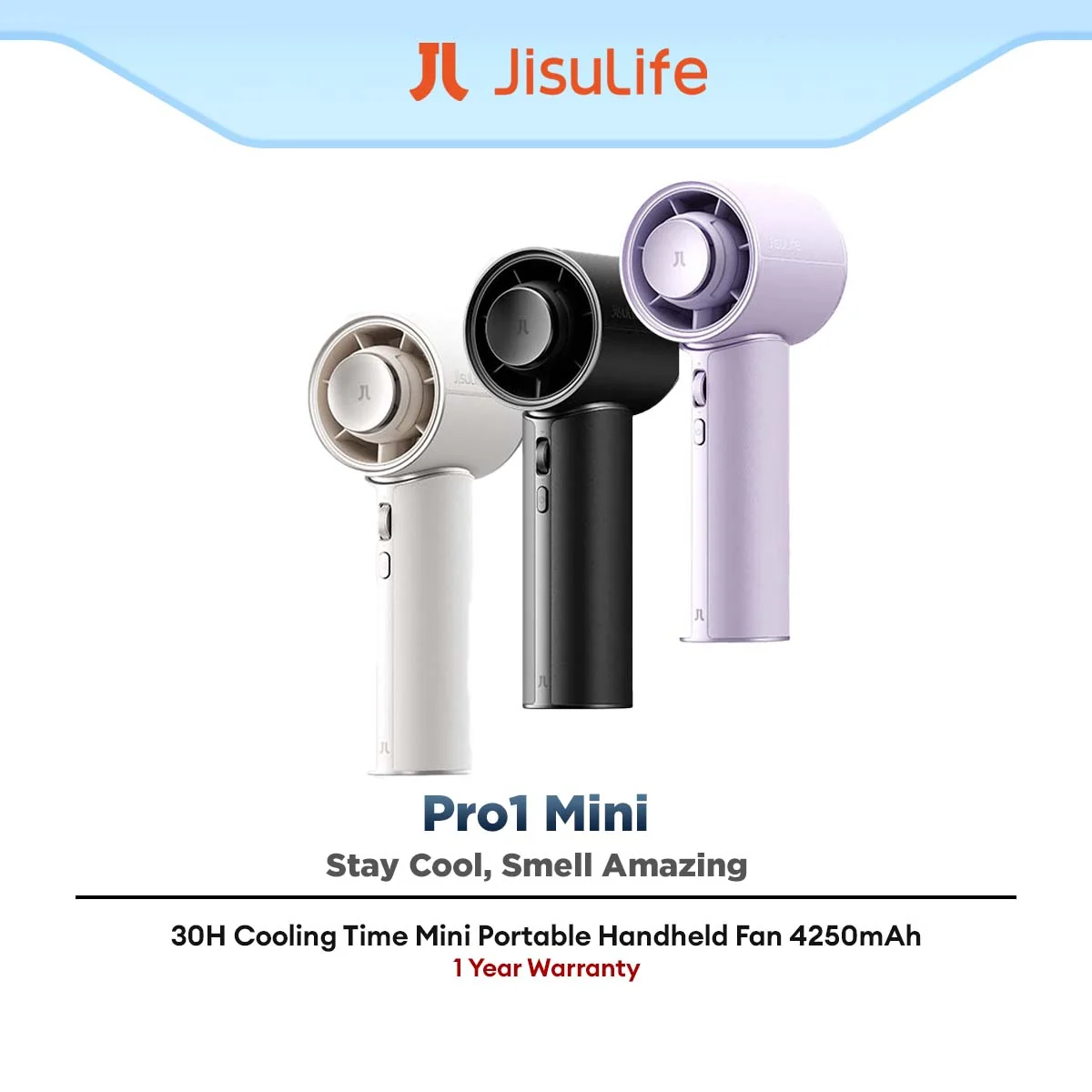 JisuLife Handheld Fan Pro1 Mini 30H Cooling Time Mini Portable Design PU Leather Finish Rechargeable Cooling Fan