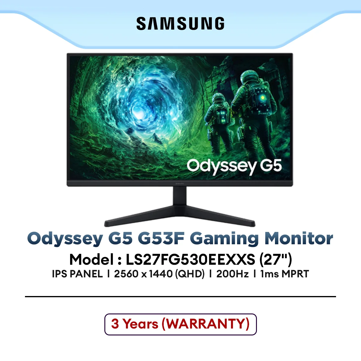 SAMSUNG Odyssey G5 G53F QHD IPS 200Hz Gaming Monitor | 1ms | HDR10 | AMD FreeSync Premium | LS27FG530EEXXS