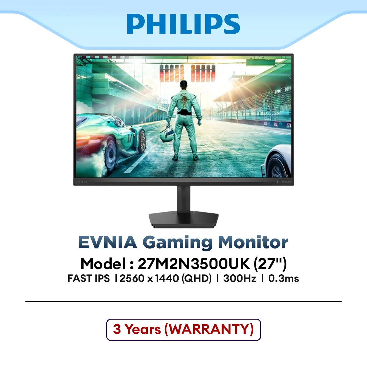 Philips Evnia 27M2N3500UK 27" 300Hz QHD Fast IPS Gaming Monitor 0.3ms | AdaptiveSync | HDR400