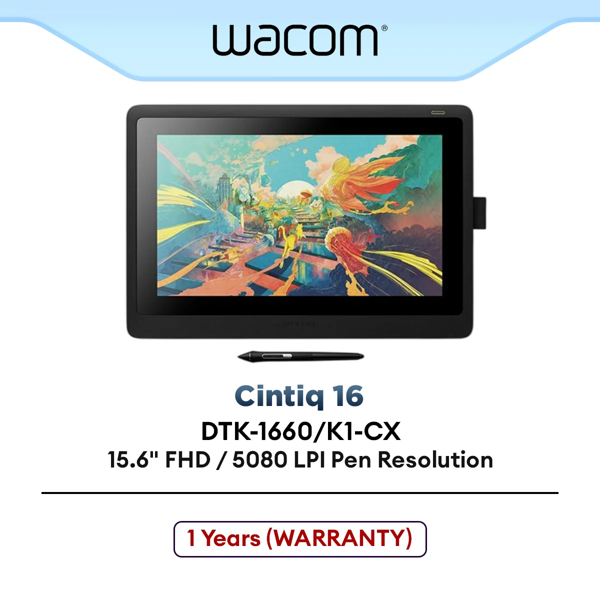 Wacom Cintiq 16 Drawing Creative Drawing Tablet (DTK-1660/K1-CX) | Student, Designer & Professional Drawing Tablet