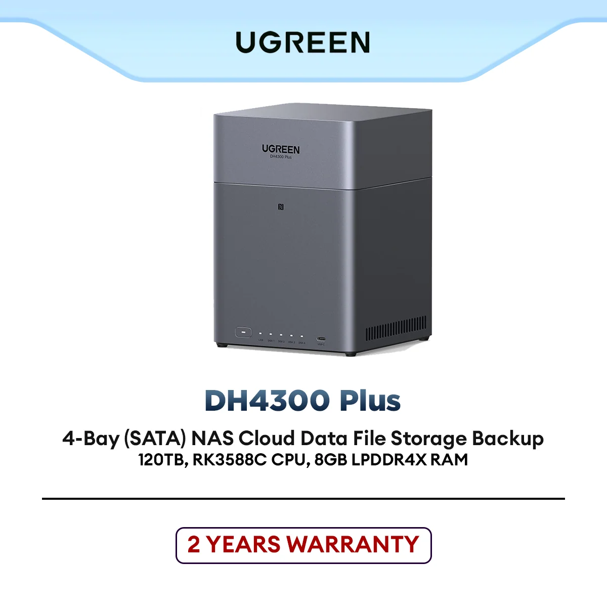 UGREEN DH4300 Plus NASync 4-Bay NAS Cloud Storage Diskless SATA 120TB for Home Office Data Backup File Server