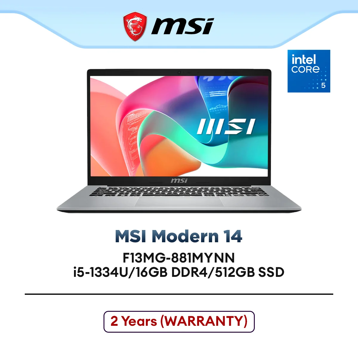 MSI Modern 14 F13MG-881MYNN Laptop i5-1334U/16GB DDR4/512GB SSD/14"FHD