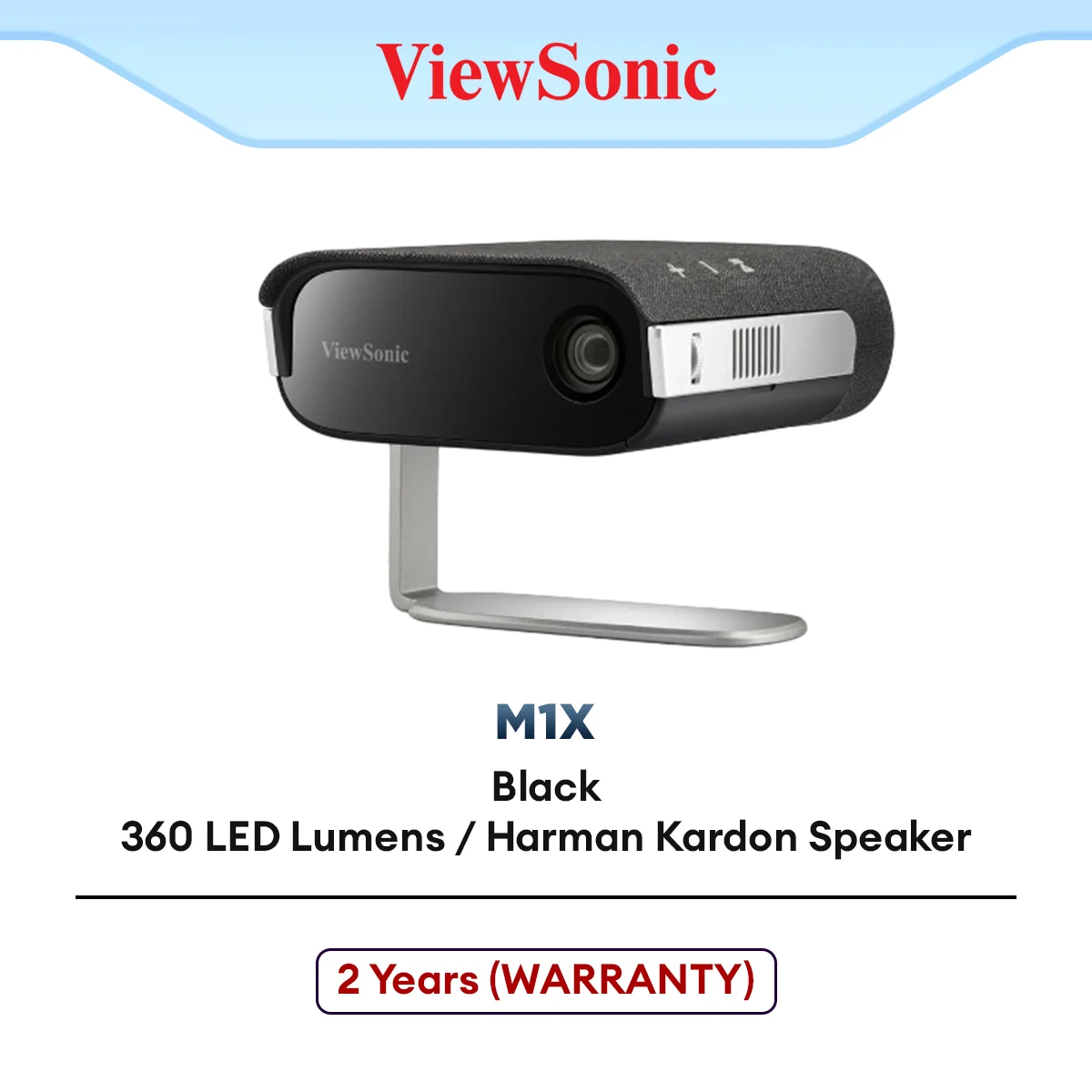 ViewSonic M1X Smart LED Portable Projector 360 LED LUMENS WXGA (854X480) with Harman Kardon Speakers | 3-in-1 Stand for 360° Projection