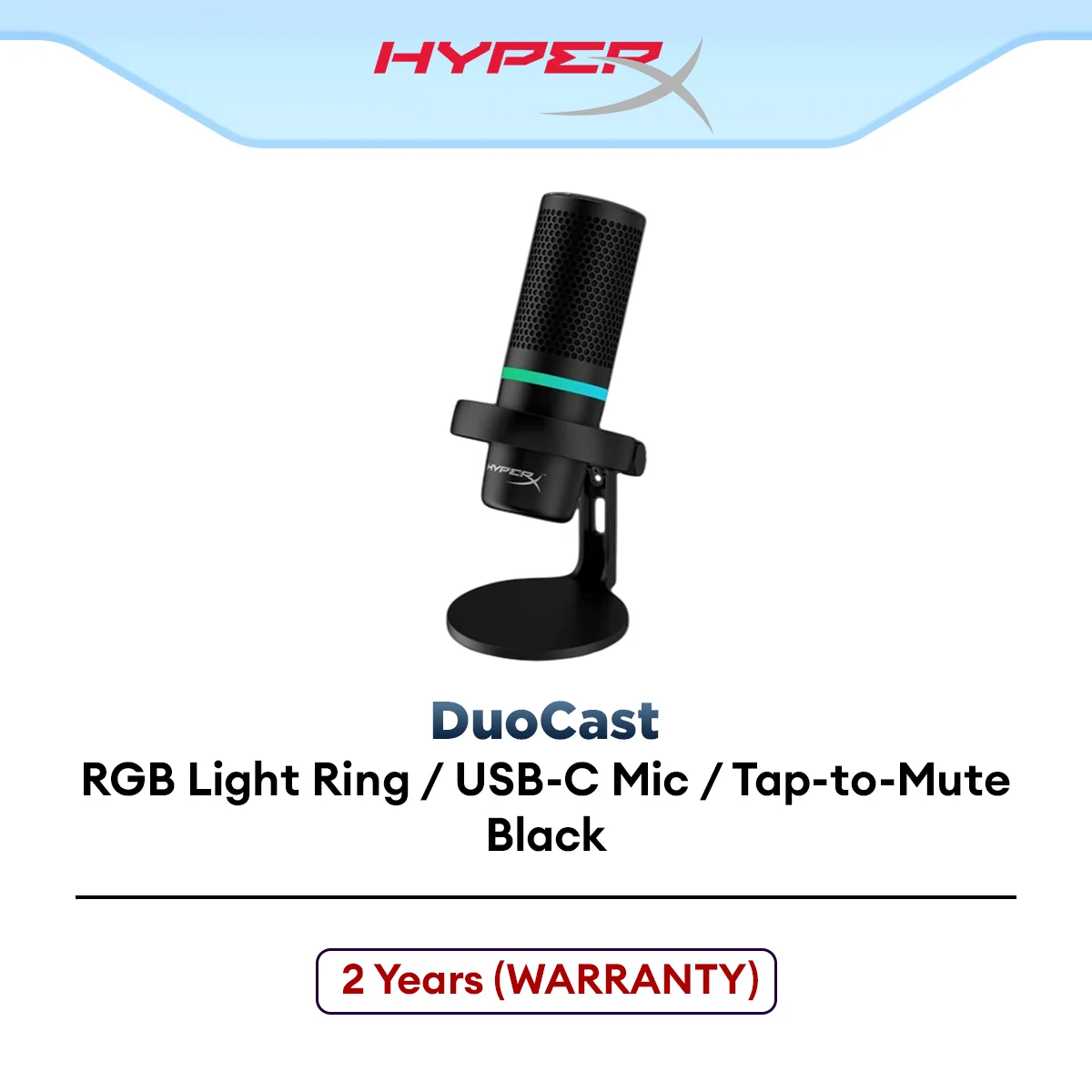 HyperX DuoCast USB Microphone with RGB Lighting | Tap-To-Mute Sensor | LED Status Indicator | Two Polar Pattern (4P5E2A)