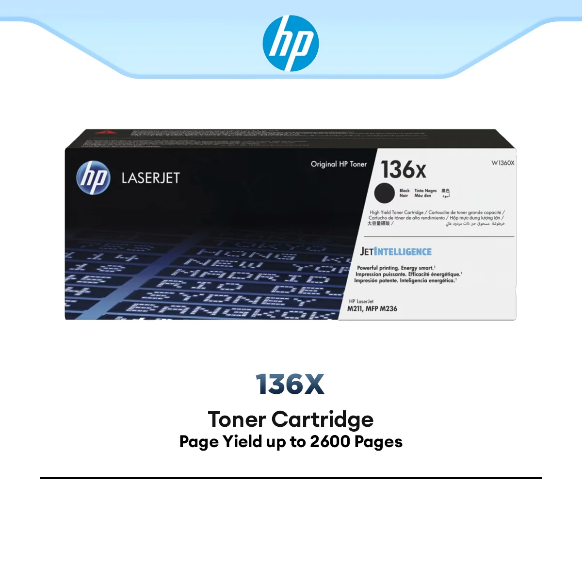 HP 136X High Yield Black Original LaserJet Toner Cartridge W1360X for LaserJet M211 M236 Series 2600 Pages