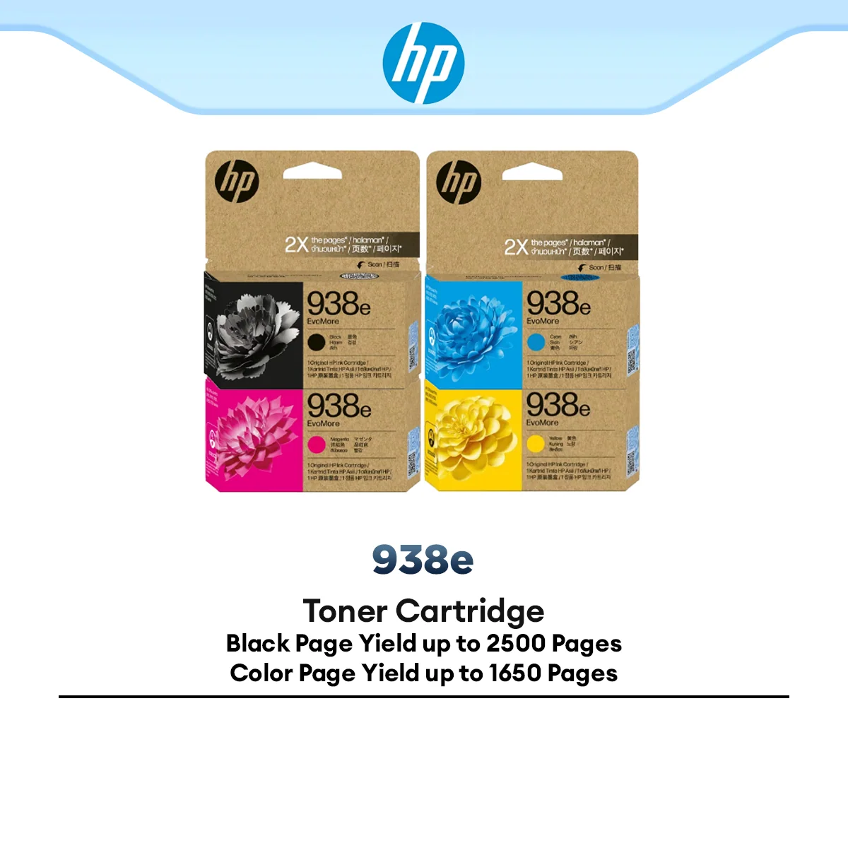 HP 938e EvoMore Original Ink Cartridge High Yield Black Cyan Magenta Yellow for OfficeJet Pro 9120 9130 9720 9730 Series