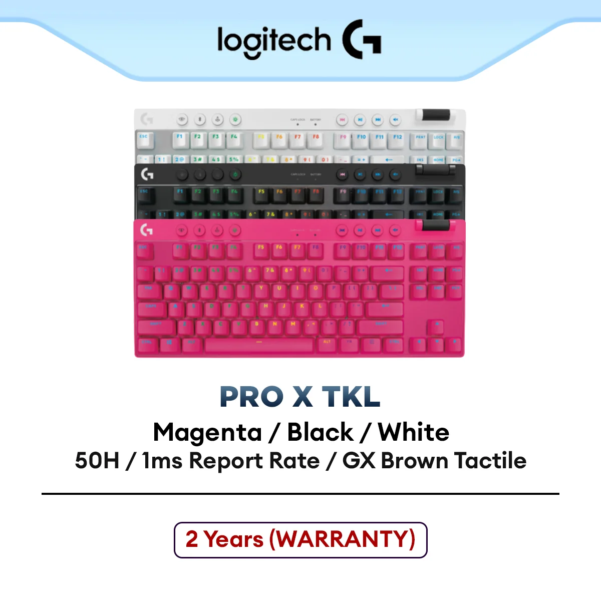 Logitech PRO X TKL LIGHTSPEED Wireless Mechanical Gaming Keyboard | LIGHTSYNC RGB | GX Brown Tactile Switches