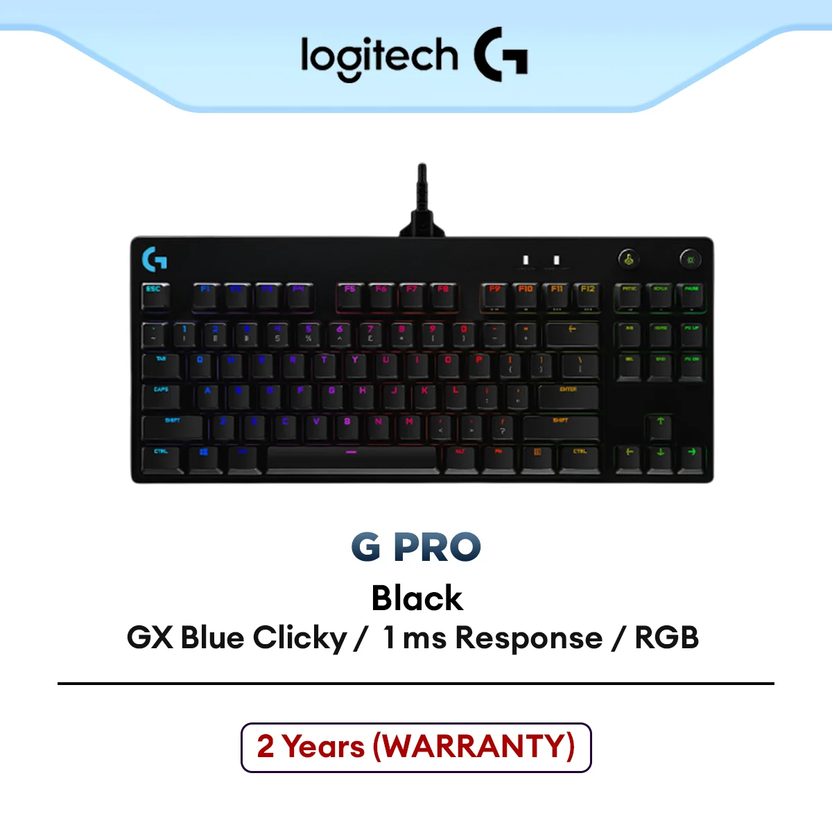 Logitech G PRO Wired Mechanical Gaming Keyboard | LightSync RGB | GX Blue Clicky Switches - Black (920-009396)