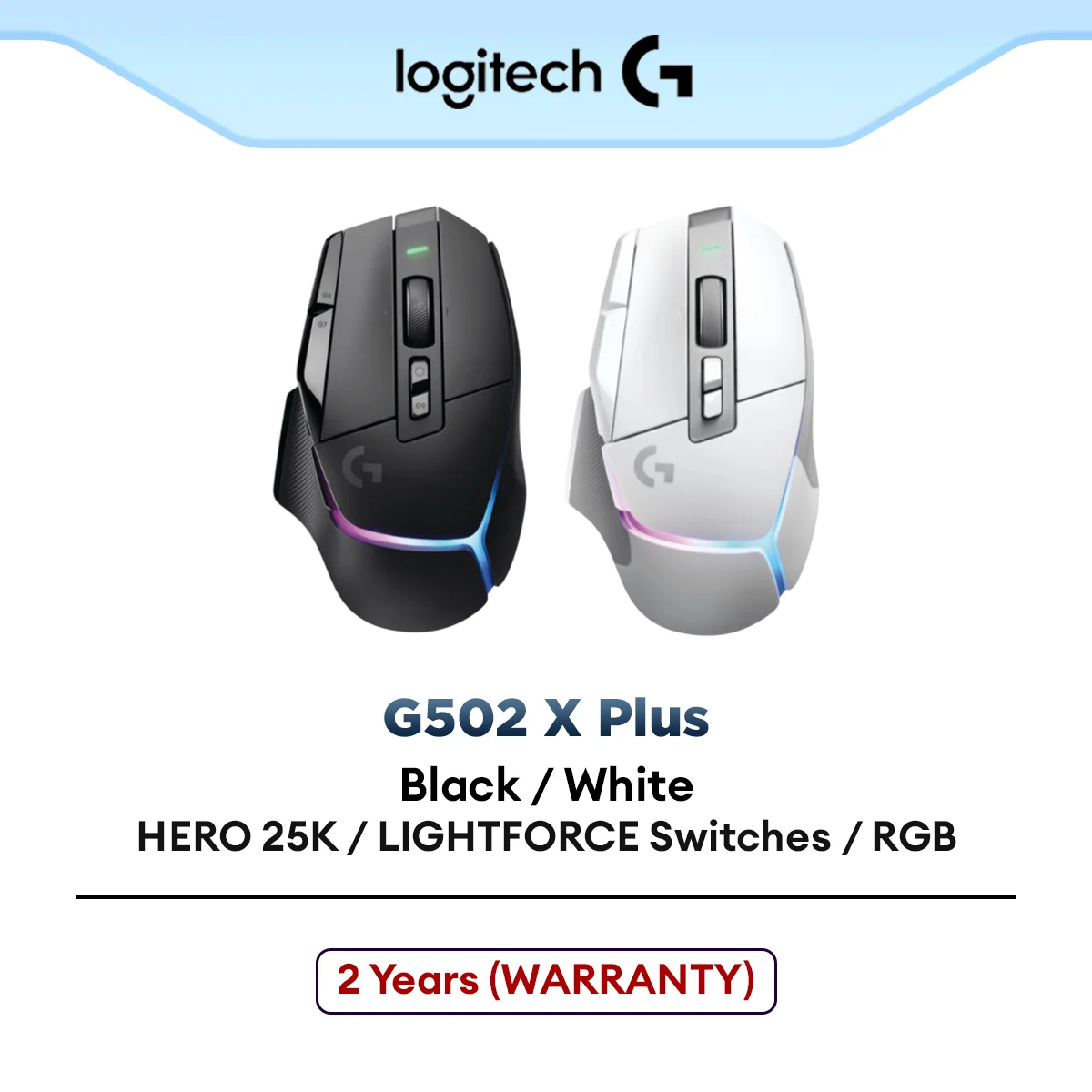 Logitech G502 X Plus LIGHTSPEED Wireless RGB Gaming Mouse Optical Mouse With LightForce Hybrid Switches | LightSync RGB