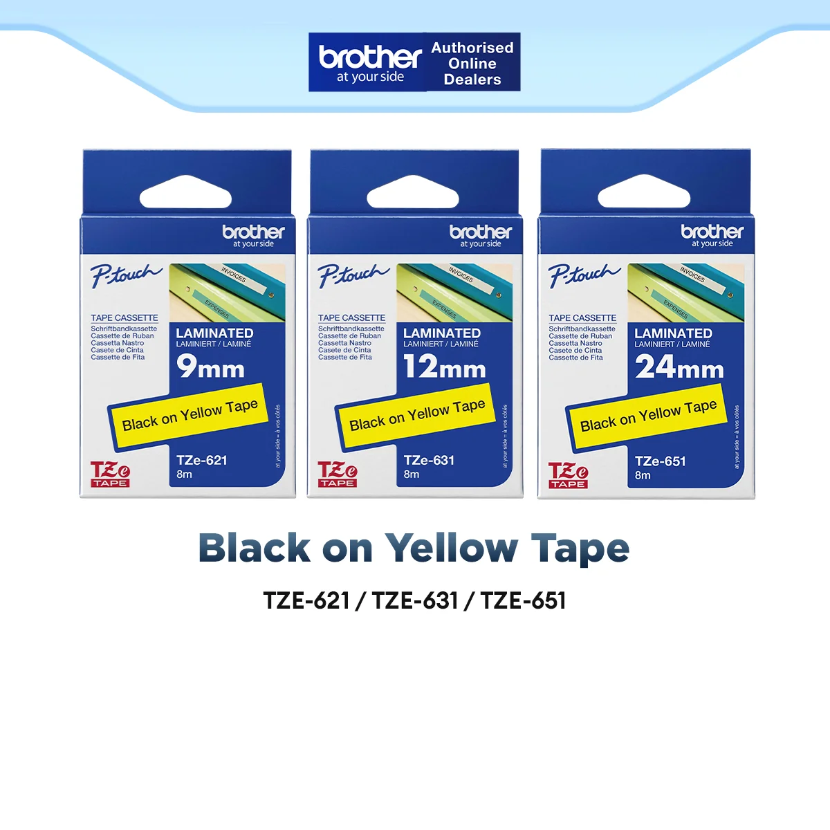 Brother TZe Label Tape Cassette TZE-621 / TZE-631 / TZE-651 Laminated Label Maker Tape