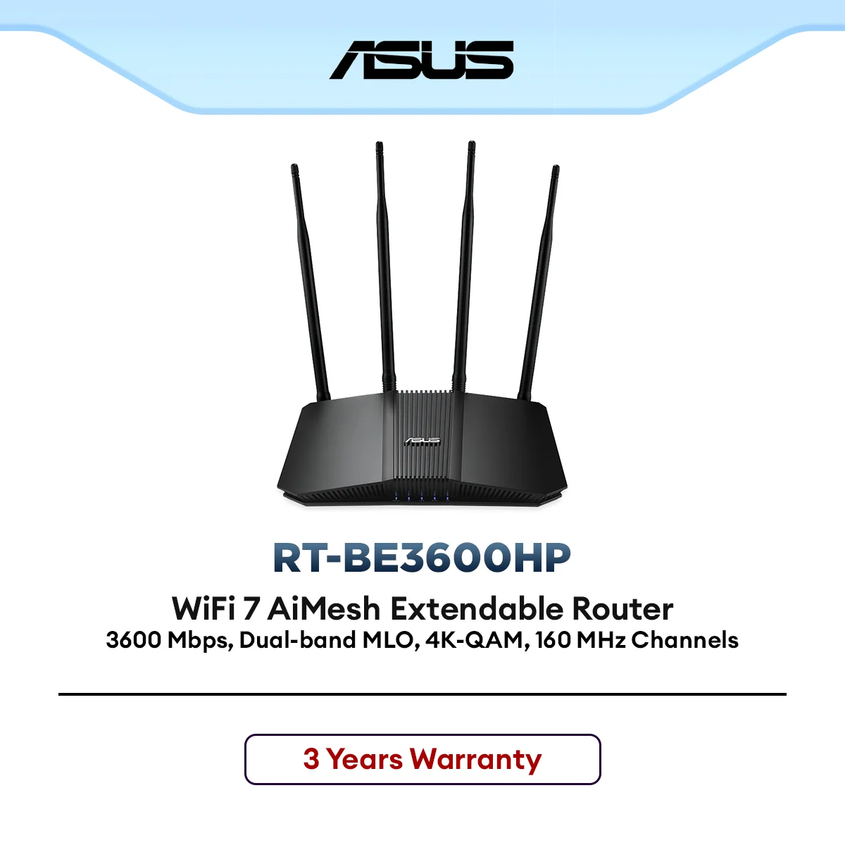 ASUS RT-BE3600HP WiFi 7 Router Dual Band BE3600 2.5G Port AiMesh High Speed Home Gaming Router