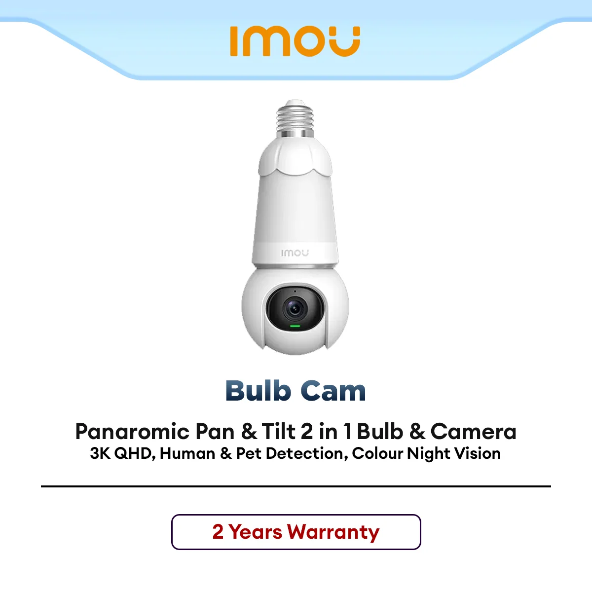 IMOU Bulb Cam 3MP 2K WiFi CCTV Camera E27 Bulb Smart Security 360° Pan Tilt Color Night Vision Two-Way Audio