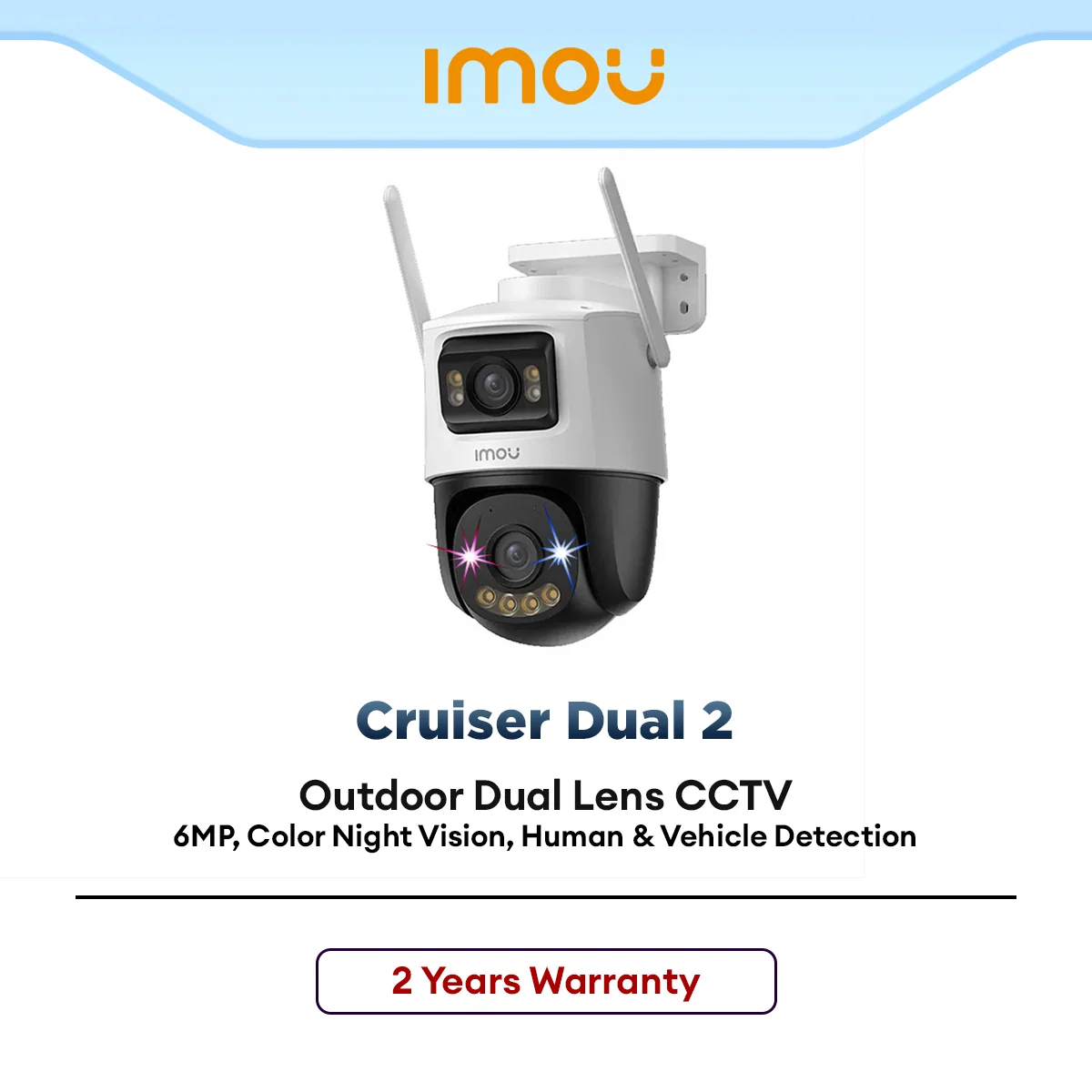 IMOU Cruiser Dual 2 6MP (3MP+3MP) Outdoor WiFi CCTV Camera Dual Lens PTZ AI Detection Color Night Vision Siren