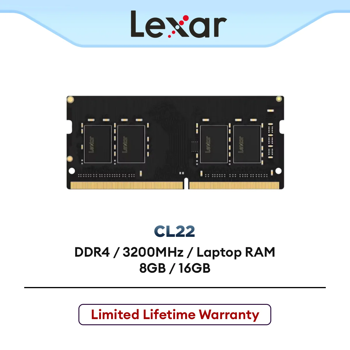 Lexar Sodimm DDR4 3200MHz CL22 Laptop RAM (8GB / 16GB)