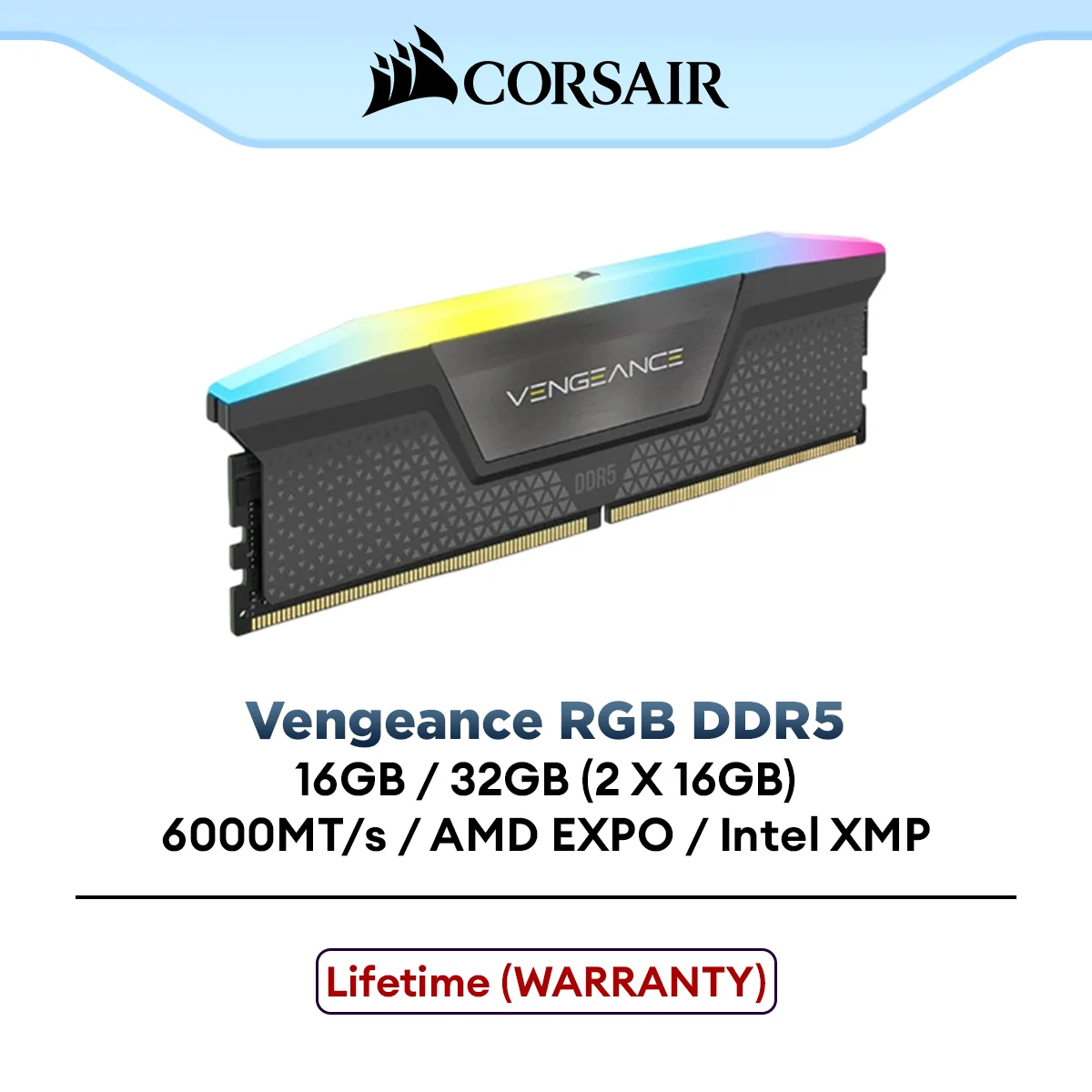 Corsair Vengeance RGB DDR5 PC RAM 6000MT/s CL36 AMD EXPO & Intel XMP (16GB / 32GB)