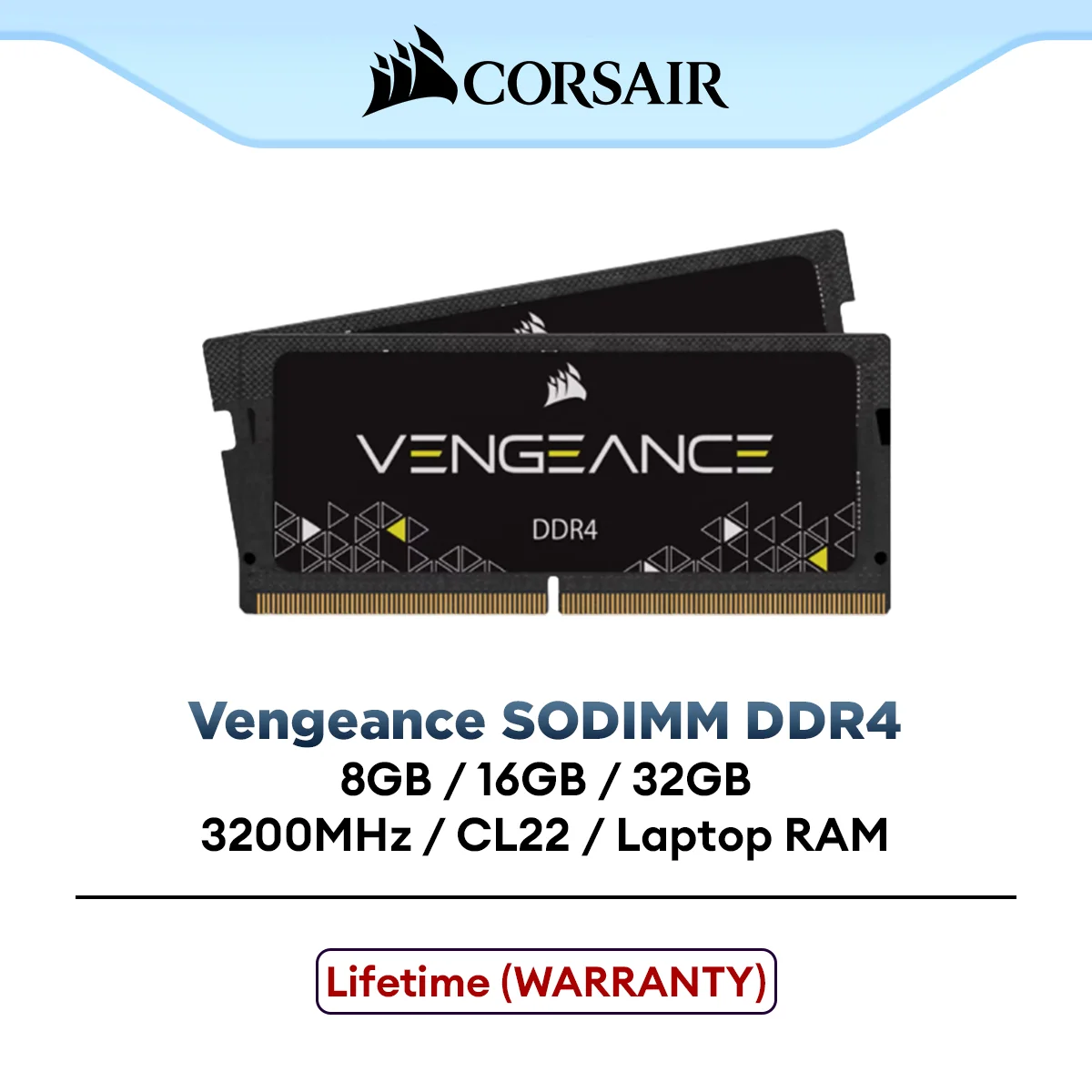 Corsair VENGEANCE SODIMM DDR4 Memory 3200MHz Laptop Gaming RAM Memory Kit CL22 (8GB / 16GB)