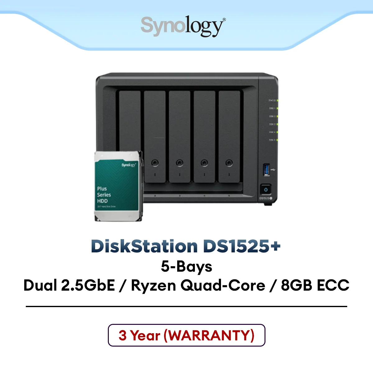Synology DiskStation DS1525+ 5 Bay NAS Data BackUp Storage