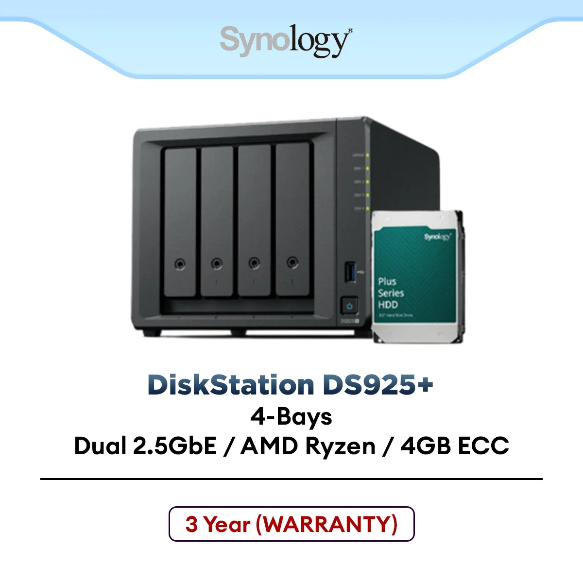 Synology DiskStation DS925+ 4 Bay NAS Home Cloud Data BackUp Storage