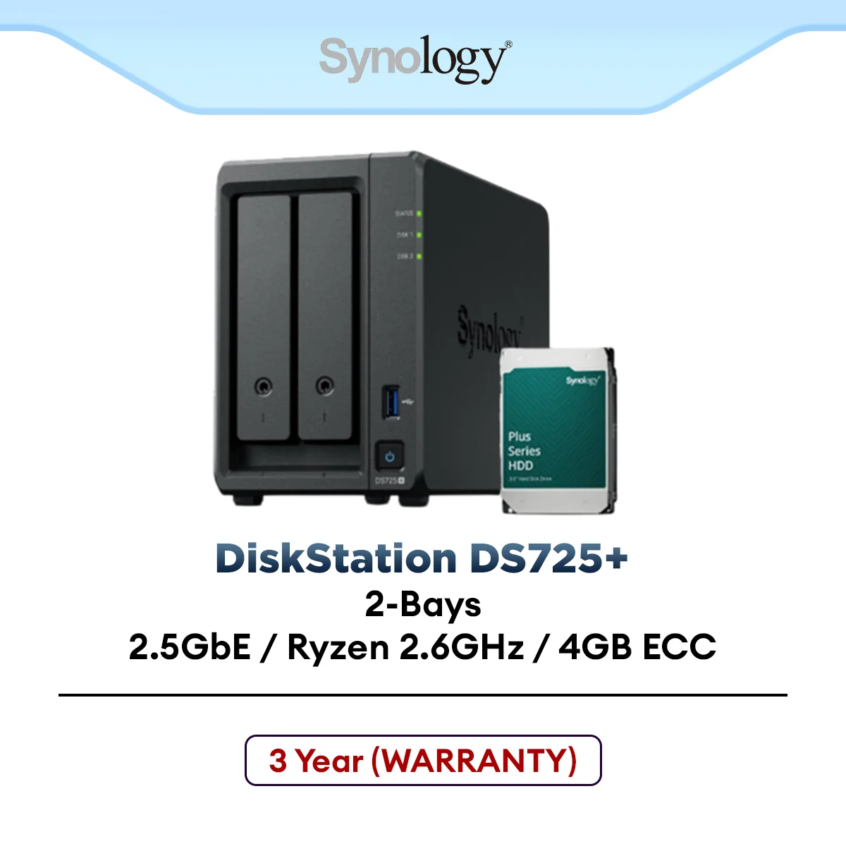 Synology DS725+ 2 Bays NAS DiskStation with 2.6 GHz | NAS Storage