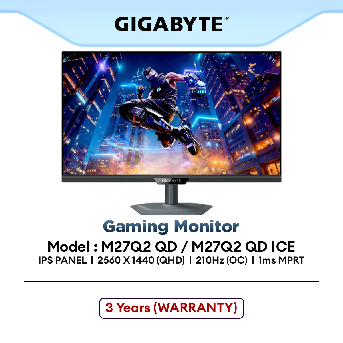 GIGABYTE M27Q2 QD / M27Q2 QD ICE 27" SS IPS QHD Gaming Monitor | 210Hz (OC) | HDR400 | 1ms | G-Sync Compatible | KVM