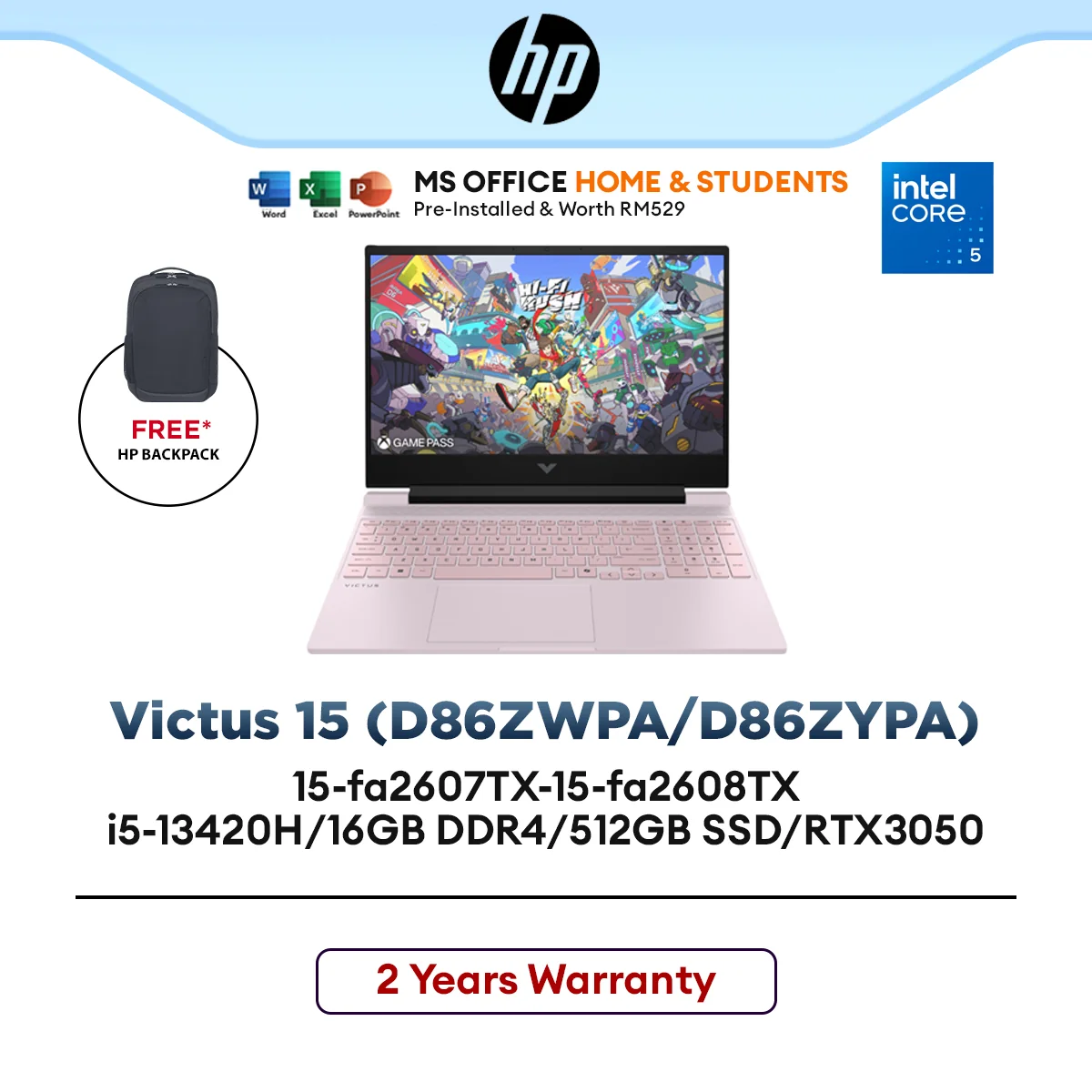 HP Victus 15-fa2608TX/fa2607TX Gaming Laptop i5-13420H/16GB DDR4/512GB SSD/15.6"FHD 144Hz/RTX3050