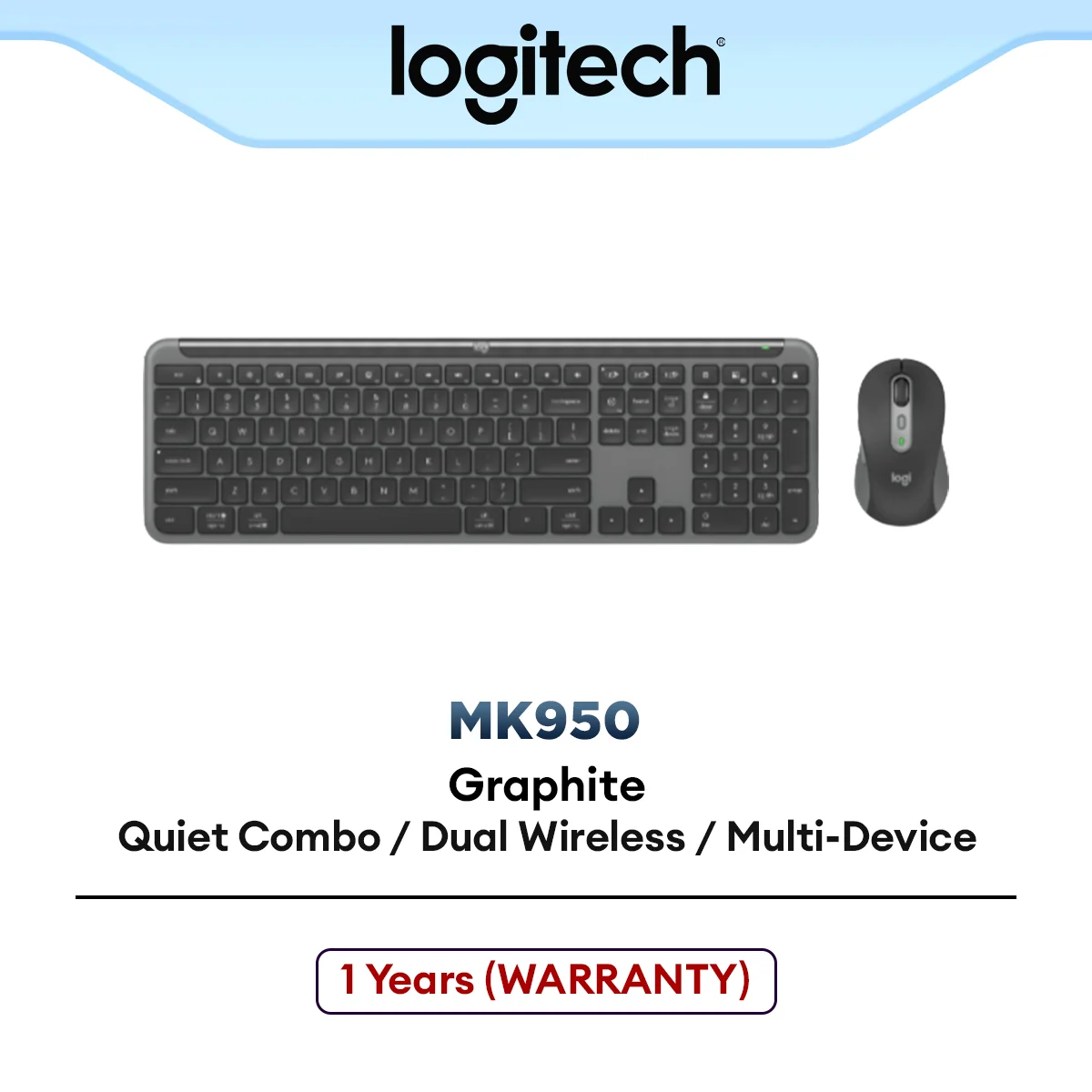 Logitech Signature Slim Wireless Mouse and Keyboard Combo MK950 | Quiet Typing | Bluetooth | Secure Receiver