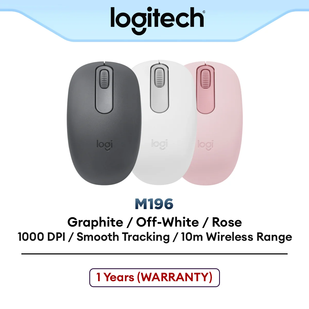 Logitech M196 Bluetooth Mouse with Compact, Contoured Shape Design | 12-Months Battery Life | Office Mouse