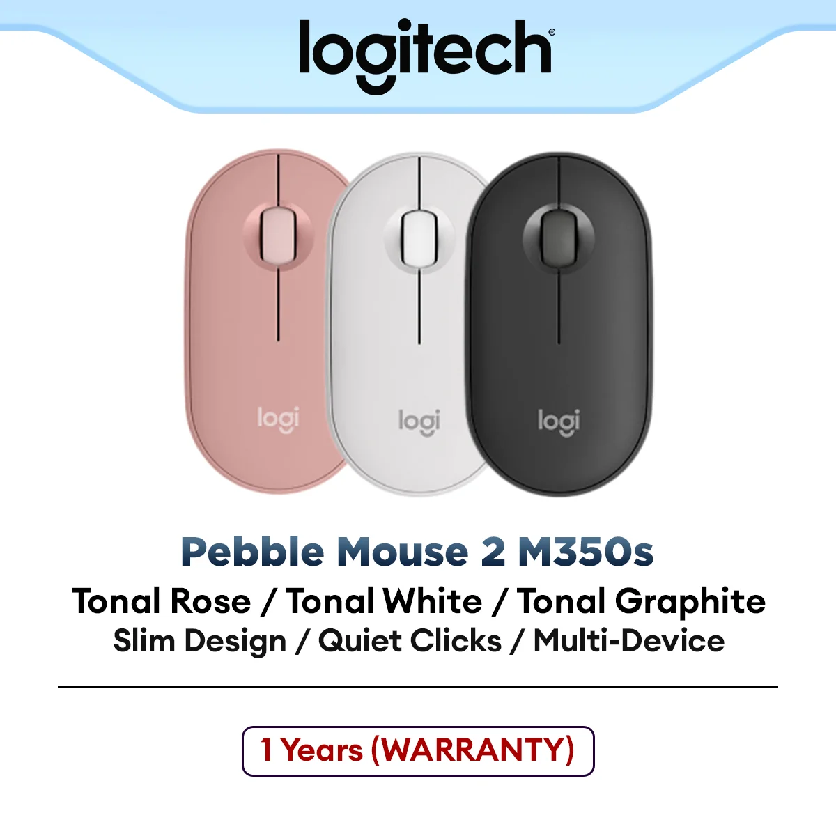 Logitech Pebble Mouse 2 M350s Slim Bluetooth Wireless Mouse | Lightweight | Portable | Quiet Clicks