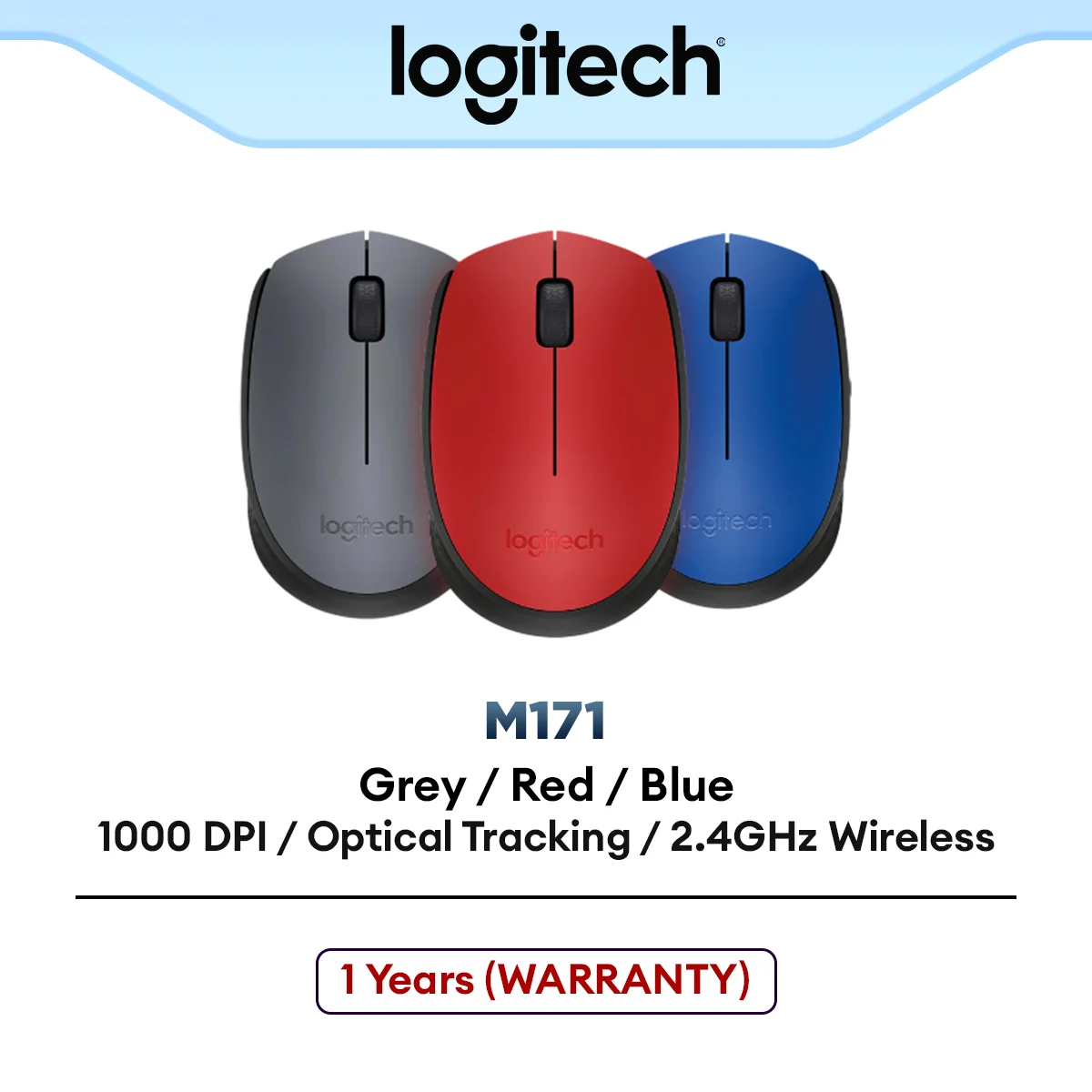 Logitech M171 Wireless Mouse 2.4GHz with USB Receiver | Optical Tracking | 12-Months Battery Life
