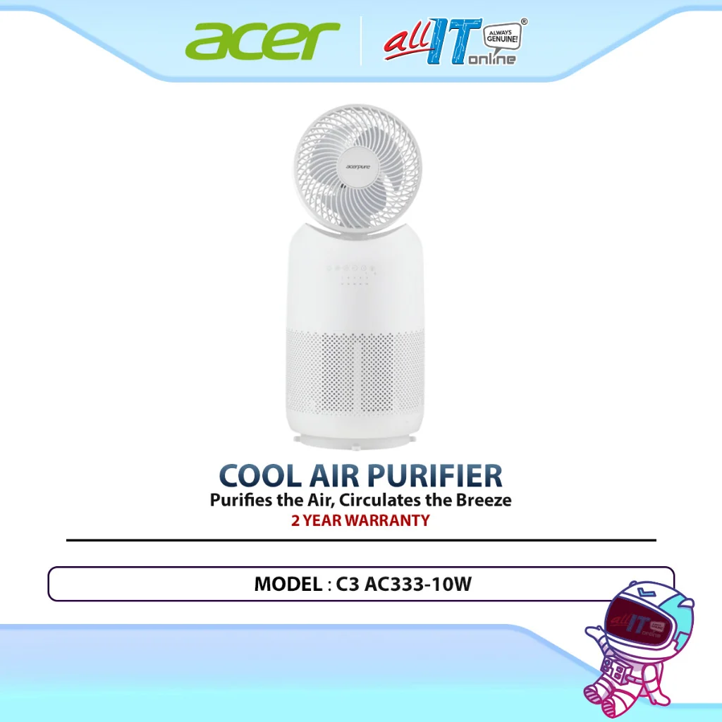 Acerpure Cool 2-in-1 Air Purifier & Circulator Fan C3 AC333-10W with HEPA Filter, Air Quality Sensor & DC Motor