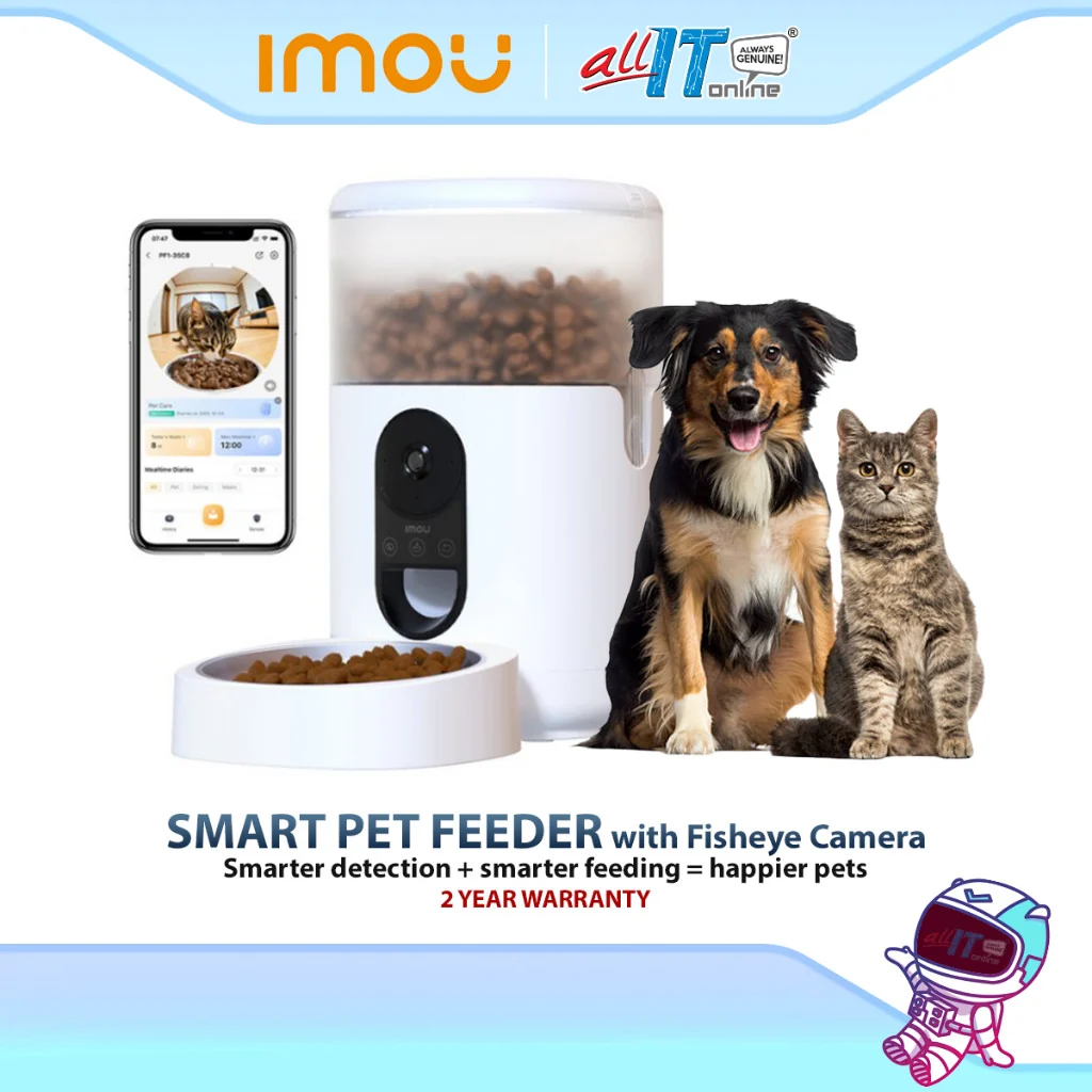 IMOU Smart Pet Feeder 4L with 360° Fisheye Camera, 2.5K HD, App Control, Auto Feeding & Two-Way Audio for Cats & Dogs