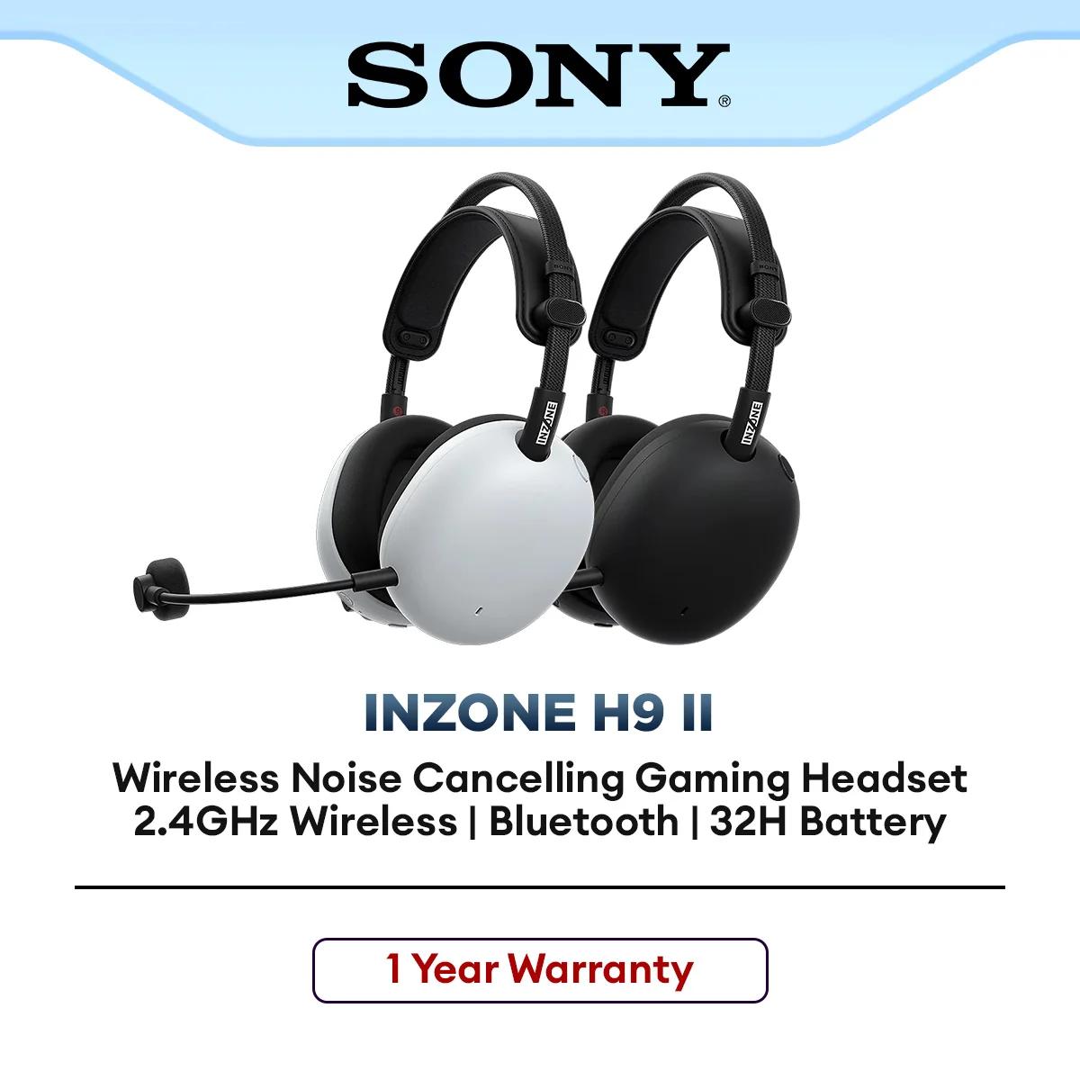 Sony Wireless Bluetooth Over-Ear Gaming Headset INZONE H9 II Noise Cancelling Low Latency