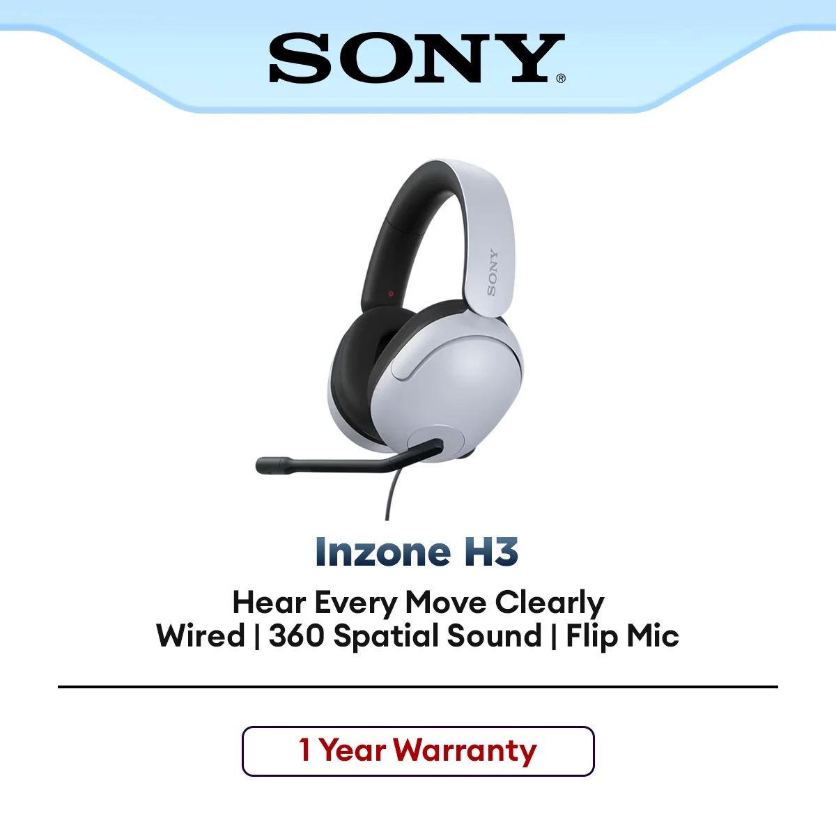 Sony Wired Gaming Headset INZONE H3 On-Ear 360 Spatial Sound MDR-G300